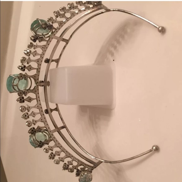 Victorian style 60ct aquamarine diamond SS Tiara - Picture 5 of 8